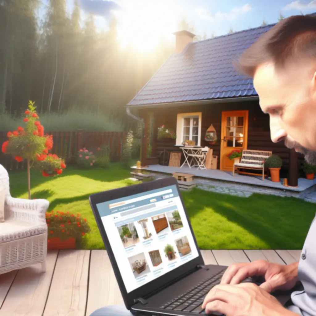 Klient korzystający z poradnika zakupowego Countryseto podczas planowania ogrodu