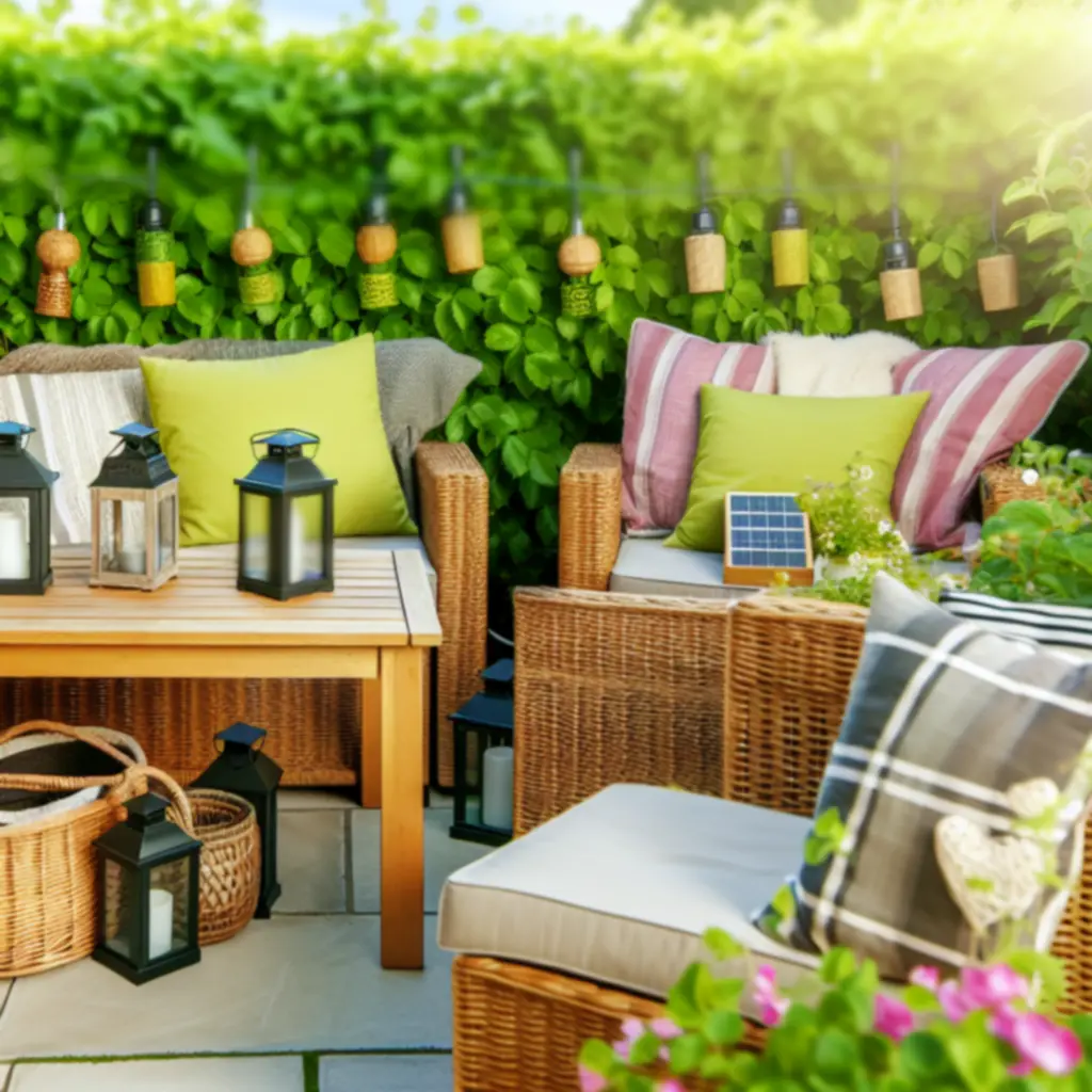 Zestaw komfortowych akcesoriów wypoczynkowych w ogrodzie