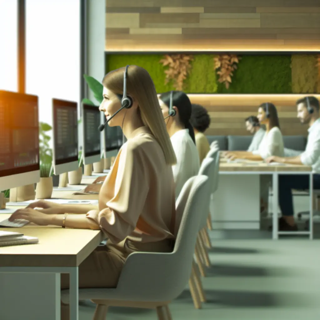 Zespół wsparcia Countryseto pracujący przy biurkach, gotowy do pomocy klientom